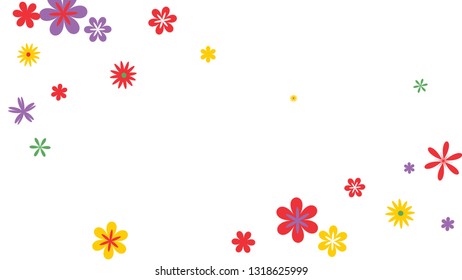 Feminine Floral Pattern with Simple Small Flowers for Greeting Card or Poster. Naive Daisy Flowers in Primitive Style. Vector Background for Spring or Summer Design.

