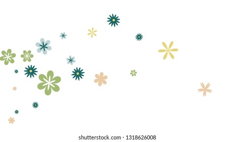 Feminine Floral Pattern with Simple Small Flowers for Greeting Card or Poster. Naive Daisy Flowers in Primitive Style. Vector Background for Spring or Summer Design.
