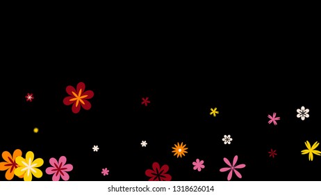Feminine Floral Pattern with Simple Small Flowers for Greeting Card or Poster. Naive Daisy Flowers in Primitive Style. Vector Background for Spring or Summer Design.
