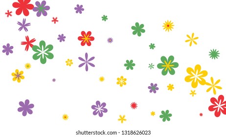 Feminine Floral Pattern with Simple Small Flowers for Greeting Card or Poster. Naive Daisy Flowers in Primitive Style. Vector Background for Spring or Summer Design.
