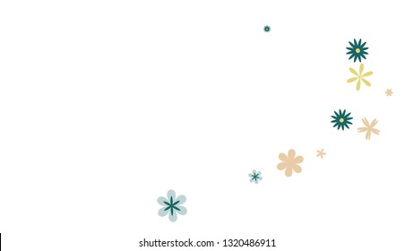 Feminine Floral Pattern with Simple Small Flowers for Greeting Card or Poster. Naive Daisy Flowers in Primitive Style. Vector Background for Spring or Summer Design.
