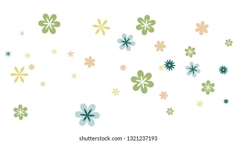 Feminine Floral Pattern with Simple Small Flowers for Greeting Card or Poster. Naive Daisy Flowers in Primitive Style. Vector Background for Spring or Summer Design.
