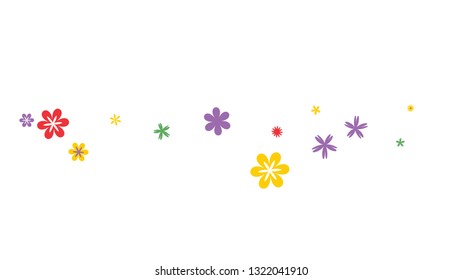 Feminine Floral Pattern with Simple Small Flowers for Greeting Card or Poster. Naive Daisy Flowers in Primitive Style. Vector Background for Spring or Summer Design.
