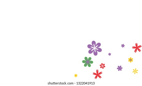 Feminine Floral Pattern with Simple Small Flowers for Greeting Card or Poster. Naive Daisy Flowers in Primitive Style. Vector Background for Spring or Summer Design.
