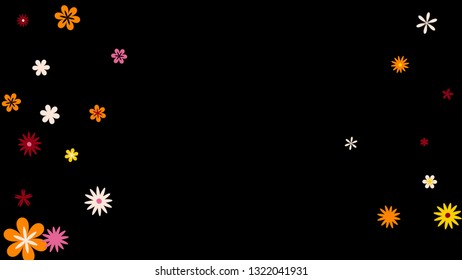Feminine Floral Pattern with Simple Small Flowers for Greeting Card or Poster. Naive Daisy Flowers in Primitive Style. Vector Background for Spring or Summer Design.
