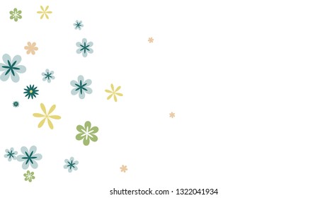 Feminine Floral Pattern with Simple Small Flowers for Greeting Card or Poster. Naive Daisy Flowers in Primitive Style. Vector Background for Spring or Summer Design.

