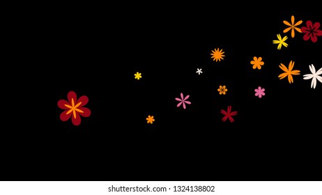 Feminine Floral Pattern with Simple Small Flowers for Greeting Card or Poster. Naive Daisy Flowers in Primitive Style. Vector Background for Spring or Summer Design.
