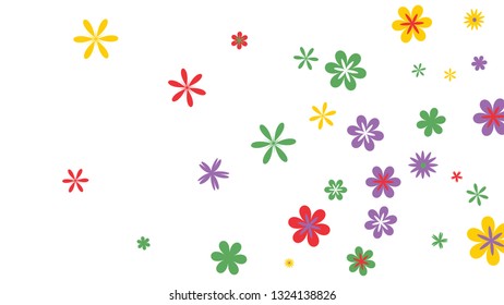 Feminine Floral Pattern with Simple Small Flowers for Greeting Card or Poster. Naive Daisy Flowers in Primitive Style. Vector Background for Spring or Summer Design.
