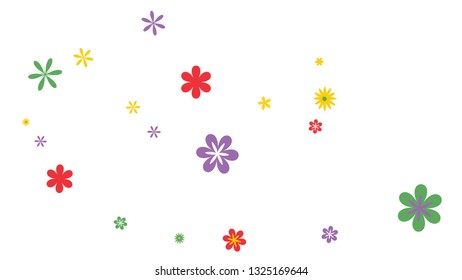 Feminine Floral Pattern with Simple Small Flowers for Greeting Card or Poster. Naive Daisy Flowers in Primitive Style. Vector Background for Spring or Summer Design.
