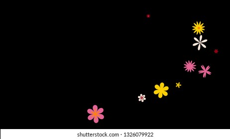 Feminine Floral Pattern with Simple Small Flowers for Greeting Card or Poster. Naive Daisy Flowers in Primitive Style. Vector Background for Spring or Summer Design.
