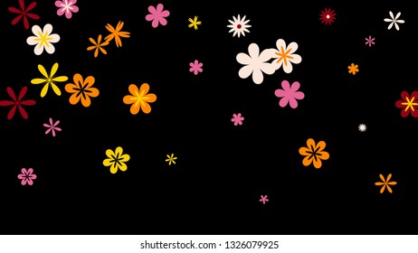 Feminine Floral Pattern with Simple Small Flowers for Greeting Card or Poster. Naive Daisy Flowers in Primitive Style. Vector Background for Spring or Summer Design.
