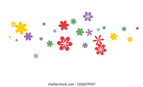 Feminine Floral Pattern with Simple Small Flowers for Greeting Card or Poster. Naive Daisy Flowers in Primitive Style. Vector Background for Spring or Summer Design.
