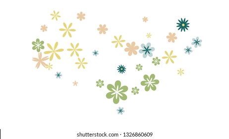 Feminine Floral Pattern with Simple Small Flowers for Greeting Card or Poster. Naive Daisy Flowers in Primitive Style. Vector Background for Spring or Summer Design.
