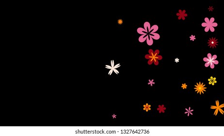 Feminine Floral Pattern with Simple Small Flowers for Greeting Card or Poster. Naive Daisy Flowers in Primitive Style. Vector Background for Spring or Summer Design.
