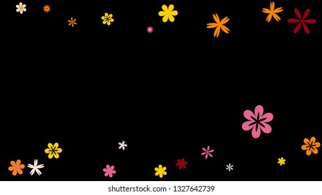 Feminine Floral Pattern with Simple Small Flowers for Greeting Card or Poster. Naive Daisy Flowers in Primitive Style. Vector Background for Spring or Summer Design.
