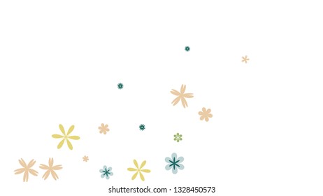 Feminine Floral Pattern with Simple Small Flowers for Greeting Card or Poster. Naive Daisy Flowers in Primitive Style. Vector Background for Spring or Summer Design.