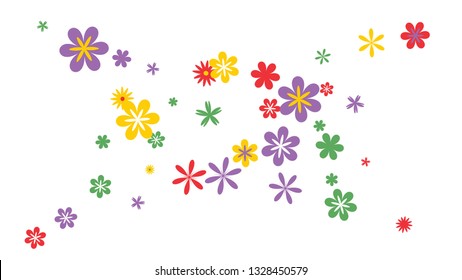 Feminine Floral Pattern with Simple Small Flowers for Greeting Card or Poster. Naive Daisy Flowers in Primitive Style. Vector Background for Spring or Summer Design.
