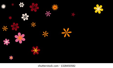 Feminine Floral Pattern with Simple Small Flowers for Greeting Card or Poster. Naive Daisy Flowers in Primitive Style. Vector Background for Spring or Summer Design.
