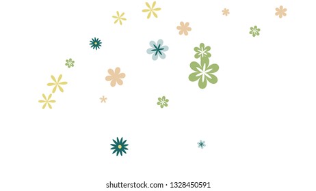 Feminine Floral Pattern with Simple Small Flowers for Greeting Card or Poster. Naive Daisy Flowers in Primitive Style. Vector Background for Spring or Summer Design.
