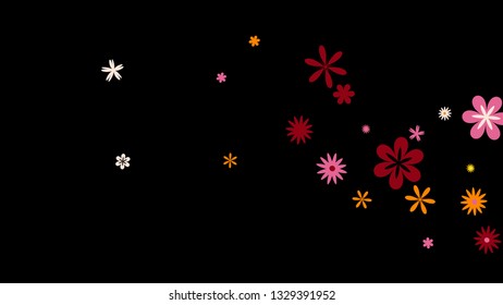 Feminine Floral Pattern with Simple Small Flowers for Greeting Card or Poster. Naive Daisy Flowers in Primitive Style. Vector Background for Spring or Summer Design.
