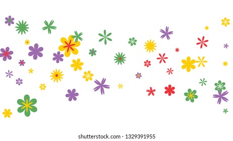 Feminine Floral Pattern with Simple Small Flowers for Greeting Card or Poster. Naive Daisy Flowers in Primitive Style. Vector Background for Spring or Summer Design.
