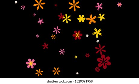 Feminine Floral Pattern with Simple Small Flowers for Greeting Card or Poster. Naive Daisy Flowers in Primitive Style. Vector Background for Spring or Summer Design.
