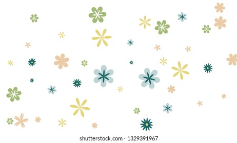 Feminine Floral Pattern with Simple Small Flowers for Greeting Card or Poster. Naive Daisy Flowers in Primitive Style. Vector Background for Spring or Summer Design.
