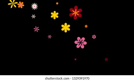 Feminine Floral Pattern with Simple Small Flowers for Greeting Card or Poster. Naive Daisy Flowers in Primitive Style. Vector Background for Spring or Summer Design.
