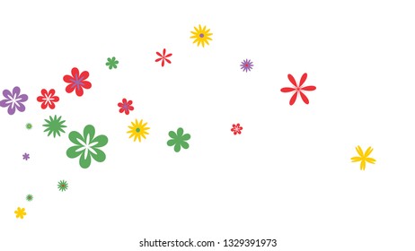 Feminine Floral Pattern with Simple Small Flowers for Greeting Card or Poster. Naive Daisy Flowers in Primitive Style. Vector Background for Spring or Summer Design.
