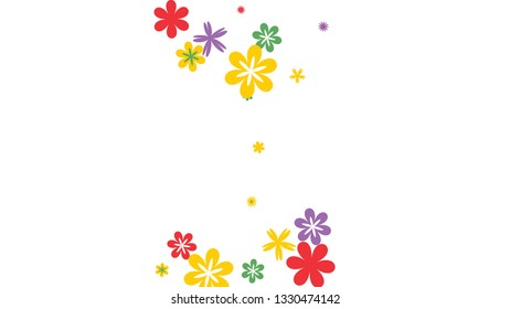 Feminine Floral Pattern with Simple Small Flowers for Greeting Card or Poster. Naive Daisy Flowers in Primitive Style. Vector Background for Spring or Summer Design.
