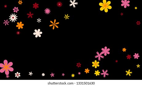 Feminine Floral Pattern with Simple Small Flowers for Greeting Card or Poster. Naive Daisy Flowers in Primitive Style. Vector Background for Spring or Summer Design.
