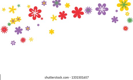 Feminine Floral Pattern with Simple Small Flowers for Greeting Card or Poster. Naive Daisy Flowers in Primitive Style. Vector Background for Spring or Summer Design.
