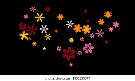 Feminine Floral Pattern with Simple Small Flowers for Greeting Card or Poster. Naive Daisy Flowers in Primitive Style. Vector Background for Spring or Summer Design.
