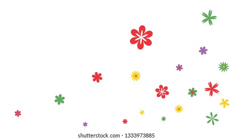 Feminine Floral Pattern with Simple Small Flowers for Greeting Card or Poster. Naive Daisy Flowers in Primitive Style. Vector Background for Spring or Summer Design.
