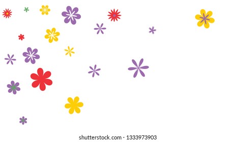 Feminine Floral Pattern with Simple Small Flowers for Greeting Card or Poster. Naive Daisy Flowers in Primitive Style. Vector Background for Spring or Summer Design.
