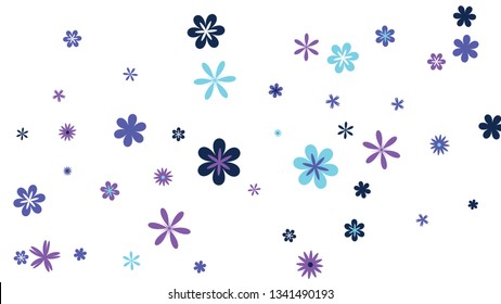 Feminine Floral Pattern with Simple Small Flowers for Greeting Card or Poster. Naive Daisy Flowers in Primitive Style. Vector Background for Spring or Summer Design.