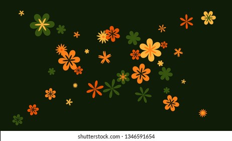 Feminine Floral Pattern with Simple Small Flowers for Greeting Card or Poster. Naive Daisy Flowers in Primitive Style. Vector Background for Spring or Summer Design.