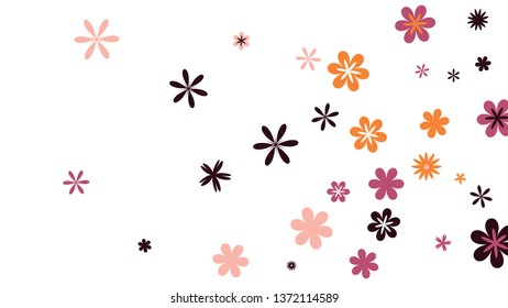 Feminine Floral Pattern with Simple Small Flowers for Greeting Card or Poster. Naive Daisy Flowers in Primitive Style. Vector Background for Spring or Summer Design.
