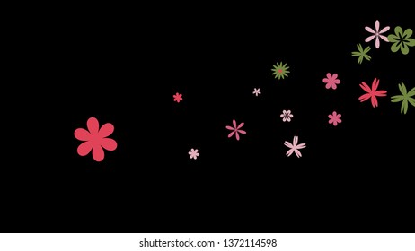 Feminine Floral Pattern with Simple Small Flowers for Greeting Card or Poster. Naive Daisy Flowers in Primitive Style. Vector Background for Spring or Summer Design.
