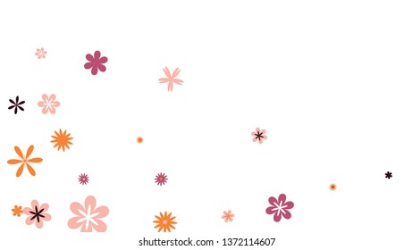 Feminine Floral Pattern with Simple Small Flowers for Greeting Card or Poster. Naive Daisy Flowers in Primitive Style. Vector Background for Spring or Summer Design.
