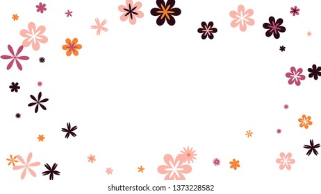Feminine Floral Pattern with Simple Small Flowers for Greeting Card or Poster. Naive Daisy Flowers in Primitive Style. Vector Background for Spring or Summer Design.
