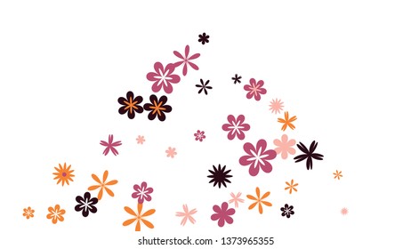 Feminine Floral Pattern with Simple Small Flowers for Greeting Card or Poster. Naive Daisy Flowers in Primitive Style. Vector Background for Spring or Summer Design.
