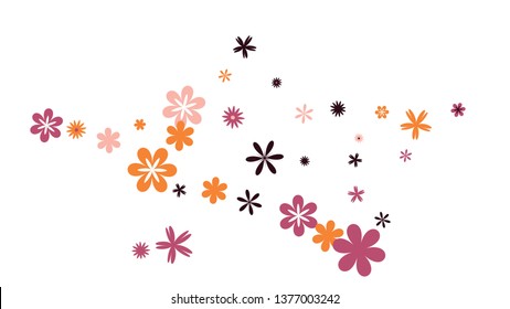 Feminine Floral Pattern with Simple Small Flowers for Greeting Card or Poster. Naive Daisy Flowers in Primitive Style. Vector Background for Spring or Summer Design.
