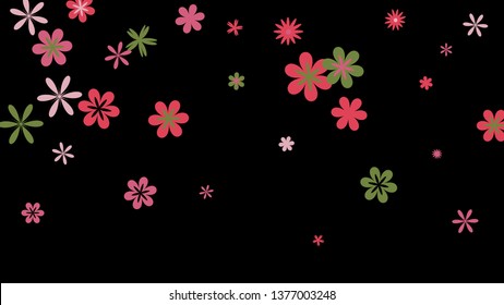 Feminine Floral Pattern with Simple Small Flowers for Greeting Card or Poster. Naive Daisy Flowers in Primitive Style. Vector Background for Spring or Summer Design.
