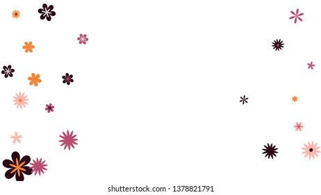 Feminine Floral Pattern with Simple Small Flowers for Greeting Card or Poster. Naive Daisy Flowers in Primitive Style. Vector Background for Spring or Summer Design.