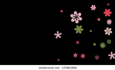 Feminine Floral Pattern with Simple Small Flowers for Greeting Card or Poster. Naive Daisy Flowers in Primitive Style. Vector Background for Spring or Summer Design.
