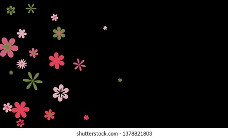 Feminine Floral Pattern with Simple Small Flowers for Greeting Card or Poster. Naive Daisy Flowers in Primitive Style. Vector Background for Spring or Summer Design.
