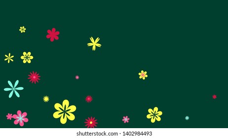 Feminine Floral Pattern with Simple Small Flowers for Greeting Card or Poster. Naive Daisy Flowers in Primitive Style. Vector Background for Spring or Summer Design.
