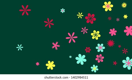 Feminine Floral Pattern with Simple Small Flowers for Greeting Card or Poster. Naive Daisy Flowers in Primitive Style. Vector Background for Spring or Summer Design.
