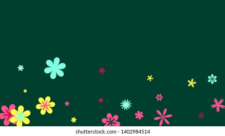 Feminine Floral Pattern with Simple Small Flowers for Greeting Card or Poster. Naive Daisy Flowers in Primitive Style. Vector Background for Spring or Summer Design.
